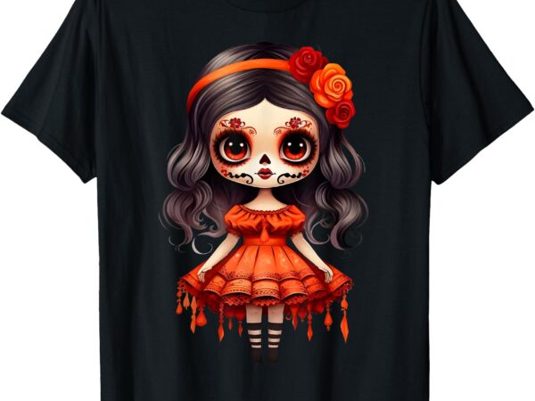 Dia de los muertos la catrina cute skeleton mexican girl kid t-shirt