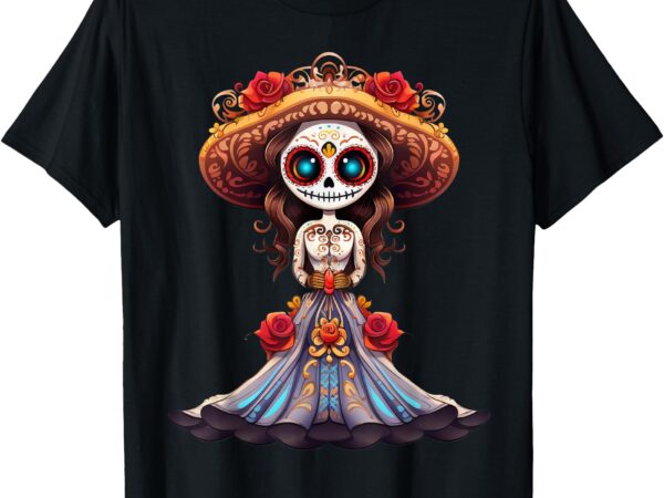 Dia de los muertos la catrina cute skeleton mexican girls t-shirt