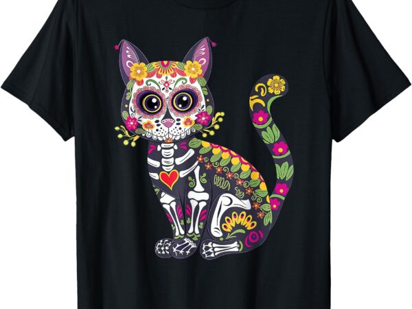 Dia de los muertos mexican sugar skull cat day of the dead t-shirt