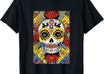 Dia De Los Muertos Suger Skull Graphic Tee T-Shirt