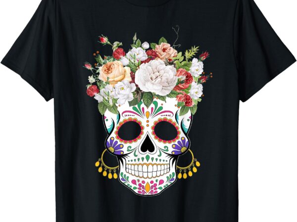 Dia de los muertos day of dead sugar skull costume halloween t-shirt