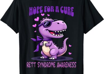 Dinosaur Rett Syndrome Awareness Ribbon Purple October T-Shirt