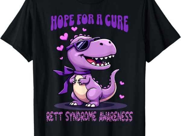 Dinosaur rett syndrome awareness ribbon purple october t-shirt