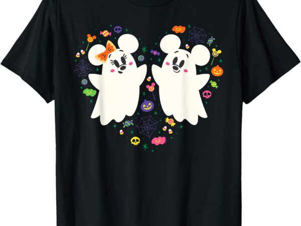 Disney mickey and minnie cute little ghosts halloween heart t-shirt