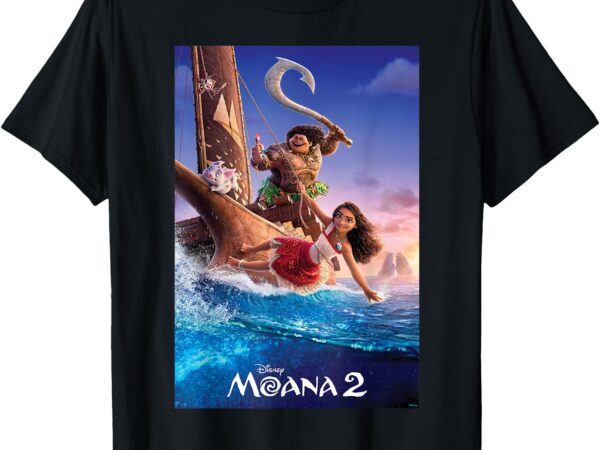 Disney moana 2 set sail official movie teaser poster & logo t-shirt