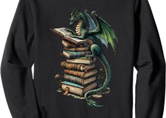 Distressed Dragons and Books Bookworm Dragons Reading Book Sweatshirt