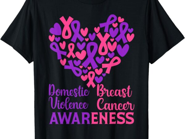 Domestic violence & breast cancer awareness month warrior t-shirt