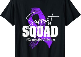 Domestic Violence Ribbon Support Squad Aware Men Women Kids T-Shirt