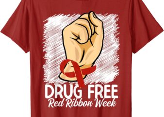 Drug Free Red Ribbon Week Awareness Say No To Drugs T-Shirt