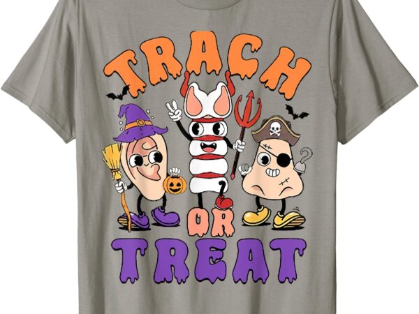 Ent nurse halloween ear nose & throat doctor, trach or treat t-shirt