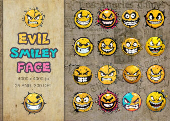 Evil Smileys Face. TShirt Sticker.