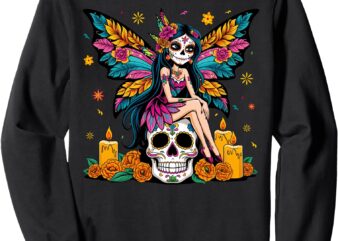 Fairy Sugar Skull Day Of The Dead Butterfly Halloween Sweatshirt