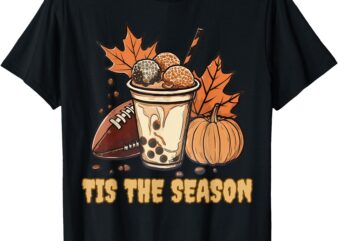 Fall Football Pumpkin Maple Leaf Kids Men Boys Thanksgiving T-Shirt