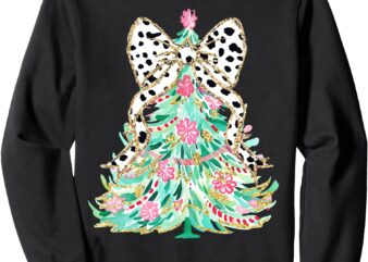 Floral christmas tree leopard coquette bow christmas tree sweatshirt