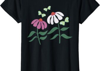 Flower and Butterfly Graphic Tee Cone Flower and Butterflies T-Shirt