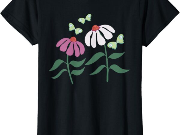 Flower and butterfly graphic tee cone flower and butterflies t-shirt