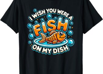 Funny Cartoon Fish on a Plate for Ocean Lovers and Fisherman T-Shirt