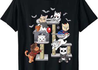 Funny Cat Horror Movies Cute Halloween Cat Lovers Matching T-ShirtFunny Cat Horror Movies Cute Halloween Cat Lovers Matching T-Shirt