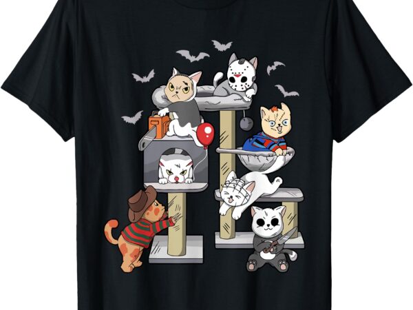 Funny cat horror movies cute halloween cat lovers matching t-shirtfunny cat horror movies cute halloween cat lovers matching t-shirt