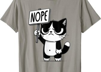 Funny Cat Nope, Grumpy Face Cat, Sarcastic Kids Mom Dad T-Shirt