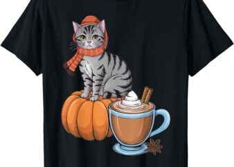 Funny Cat Pumpkin Spice Coffee Thanksgiving Autumn Cat Lover T-Shirt