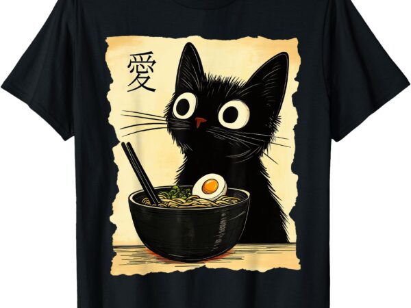 Funny cat ramen graphic tee japanese kawaii anime cat t-shirt