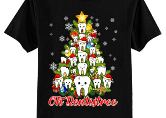 Funny Christmas Dentist Tree Dental Oh Dentistree Tooth Tree T-Shirt ltsp