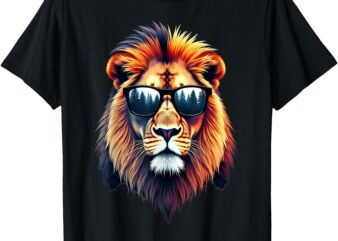 Funny Colorful Lion in Sunglasses Men Women Lions T-Shirt