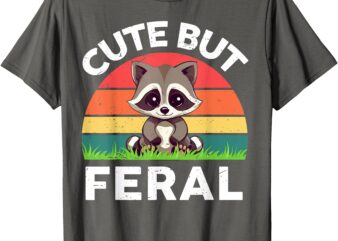 Funny Cute But Feral Raccoon-Shirt Toddler Boy Girl Retro T-Shirt