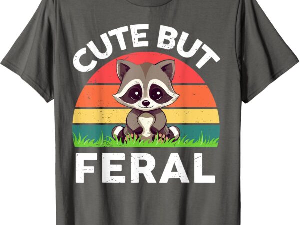 Funny cute but feral raccoon-shirt toddler boy girl retro t-shirt