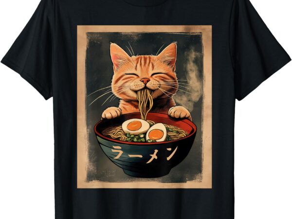 Funny ginger cat ramen japanese graphic tee kawaii anime t-shirt