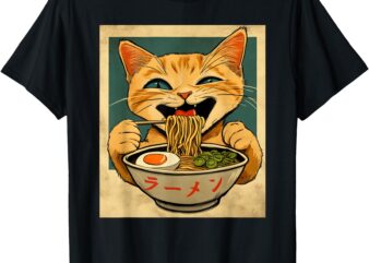 Funny Ginger Cat Ramen Japanese Kawaii Anime Cat Graphic T-Shirt