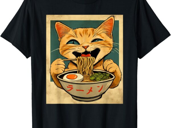 Funny ginger cat ramen japanese kawaii anime cat graphic t-shirt