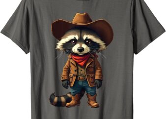 Funny Graphic Tee Country western Raccoon T-Shirt