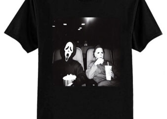 Funny Halloween Gift Vintage 90s Ghostface Scream and Michael Myers T-Shirt