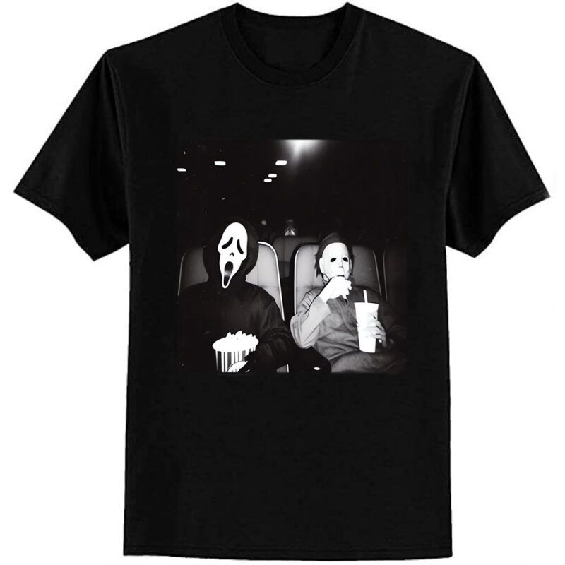 Funny Halloween Gift Vintage 90s Ghostface Scream and Michael Myers T-Shirt