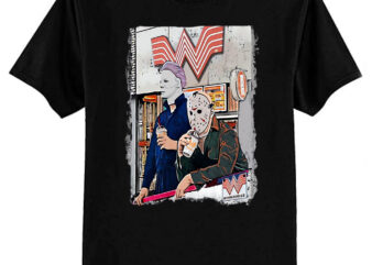 Funny Halloween Michael Myers and Jason Voorhees at Whataburger T-Shirt