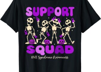 Funny Halloween Rett Syndrome Skeleton Support Squad T-Shirt