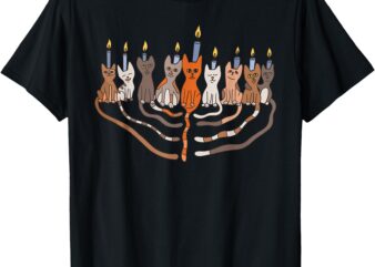 Funny Hanukkah Cat Menorah Meowzel Jewish Christmas T-Shirt