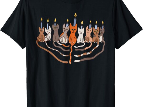 Funny hanukkah cat menorah meowzel jewish christmas t-shirt