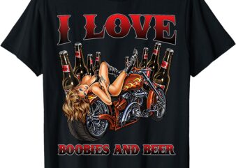 Funny Humorous I Love Boobies And Beer Adult Humor Drinking T-Shirt