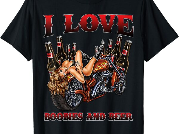 Funny humorous i love boobies and beer adult humor drinking t-shirt