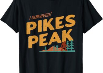 Funny I Survived Pikes Peak Retro Colorado Bigfoot Souvenir T-Shirt