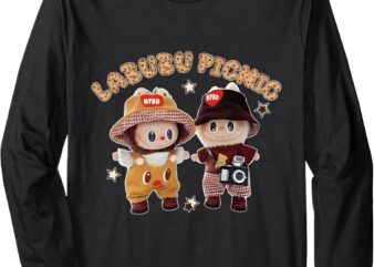 Funny Labubu Lover Cute Labubu Picnic And Friends Long Sleeve T-Shirt