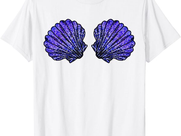 Funny mermaid seashell bra costume for women girls halloween t-shirt