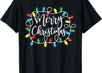 Funny Merry Christmas Lights Xmas Family Men Women T-Shirt