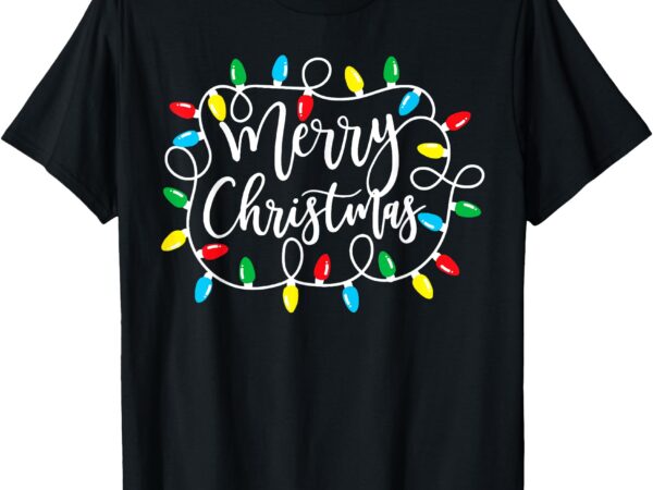 Funny merry christmas lights xmas family men women t-shirt