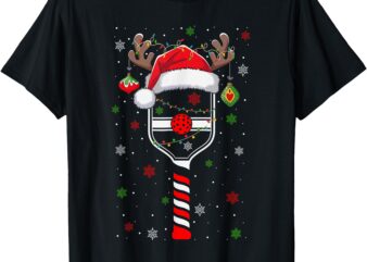 Funny Pickleball Player Christmas Holiday Reindeer Xmas T-Shirt