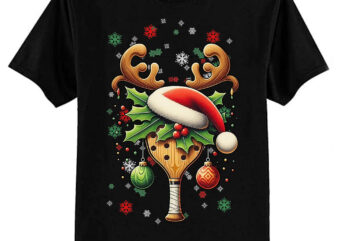 Funny Pickleball Player Christmas Holiday Reindeer Xmas T-Shirt ltsp