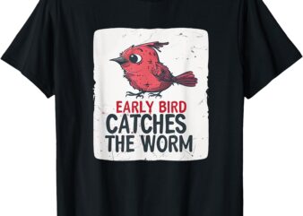 Funny Red Early Bird Costume for Worm Idiom Speech Lovers T-Shirt